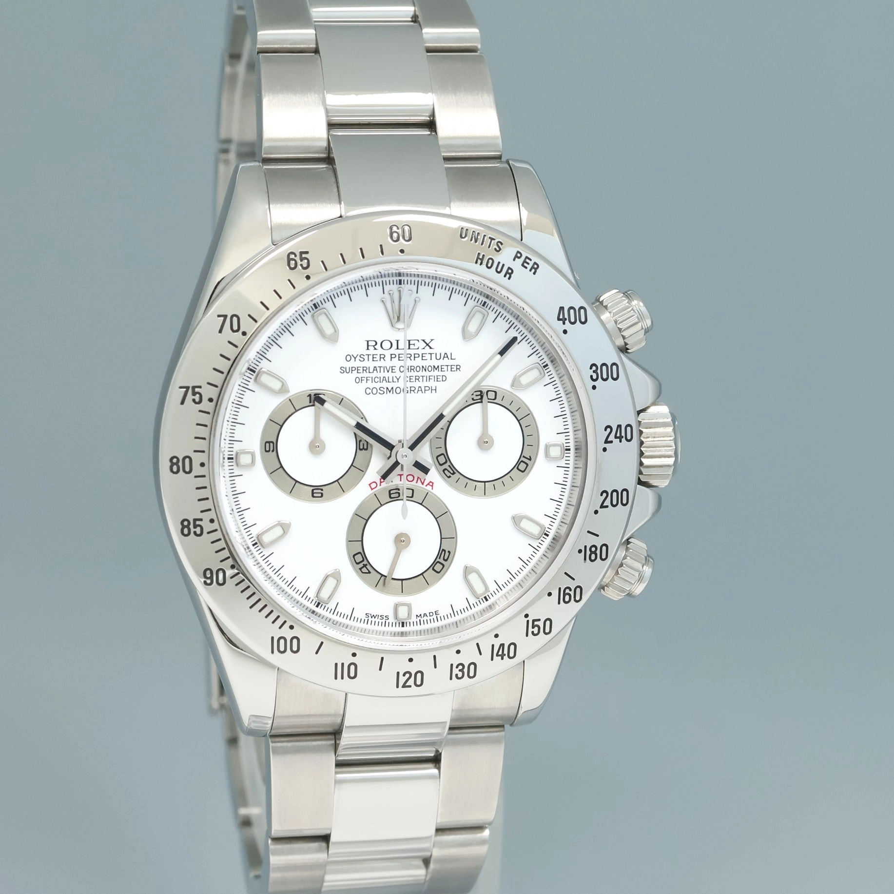 2001 MINT Rolex Daytona 116520 White Dial Chronograph Steel 40mm Watch Box