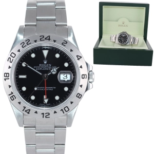 2001 MINT Rolex Explorer II 16570 Stainless Steel Black Dial GMT 40mm Watch Box