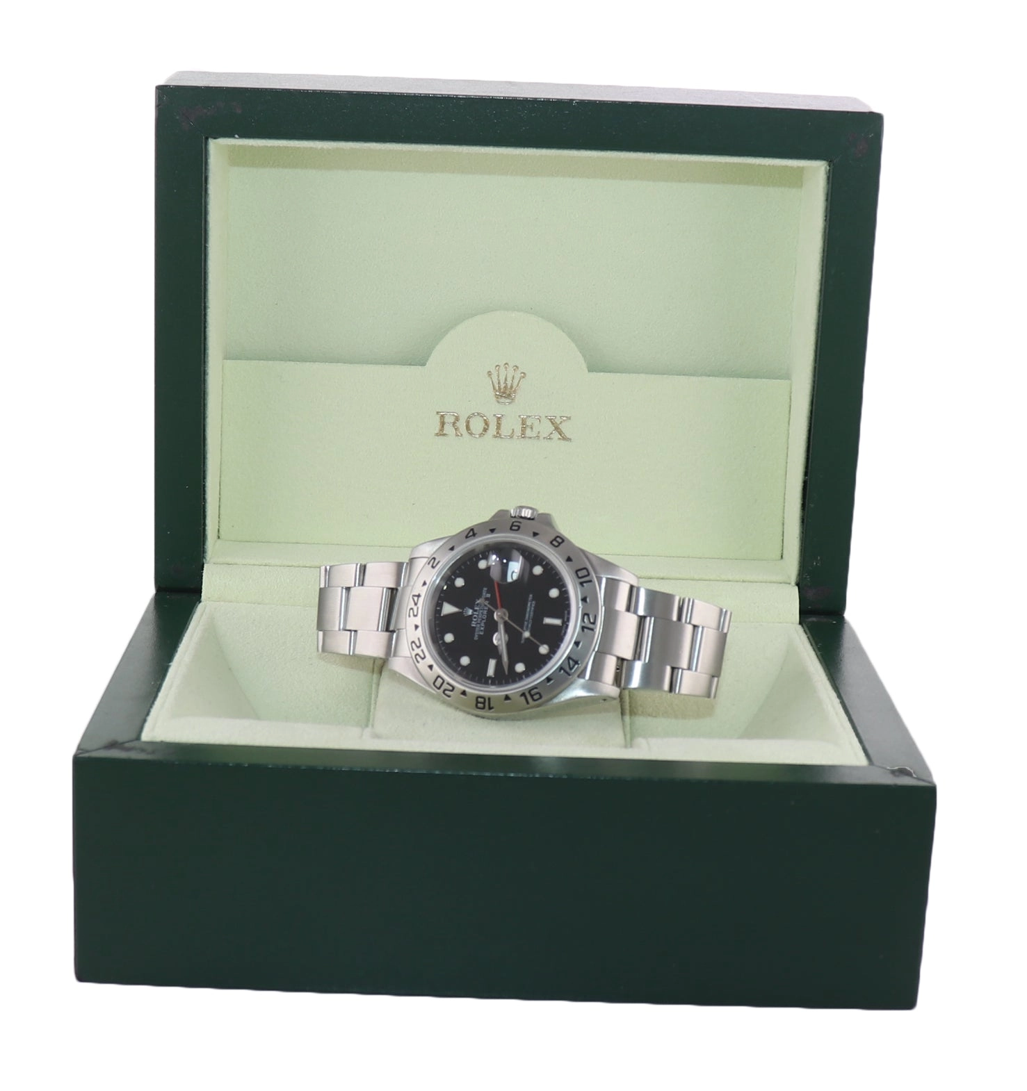 2001 MINT Rolex Explorer II 16570 Stainless Steel Black Dial GMT 40mm Watch Box