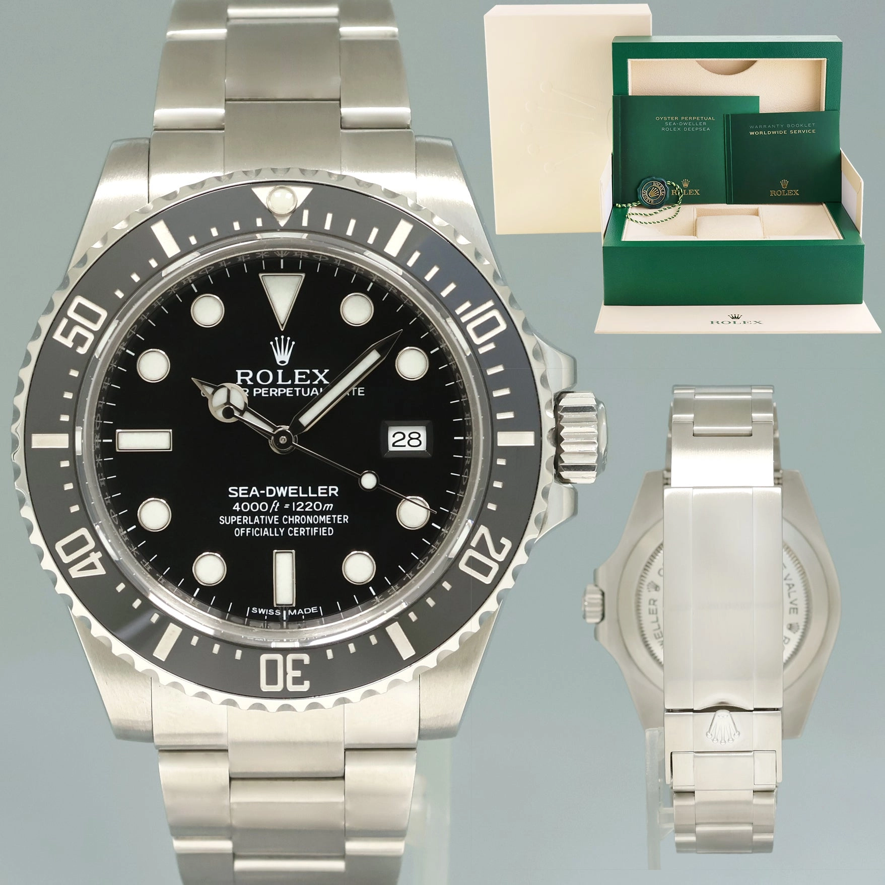 2015 MINT Rolex 116600 Seadweller SDK4 4000 Steel Black 40mm Ceramic Dive Watch