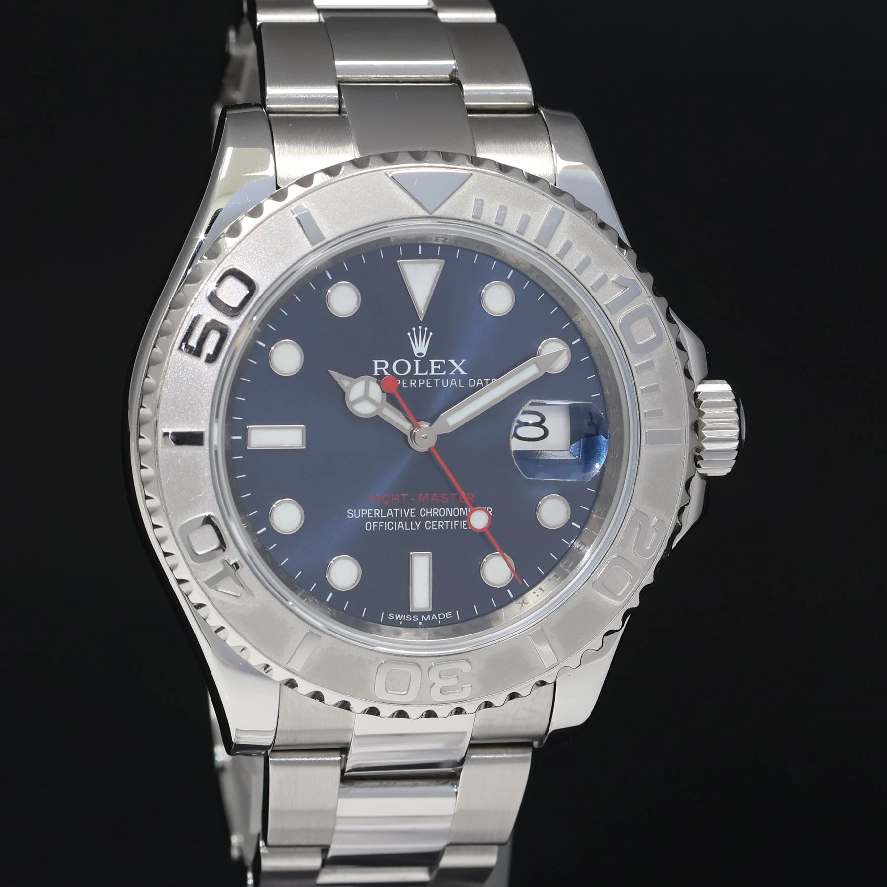 2018 MINT Rolex Yacht-Master 116622 Steel Platinum Blue Dial 40mm Watch Box