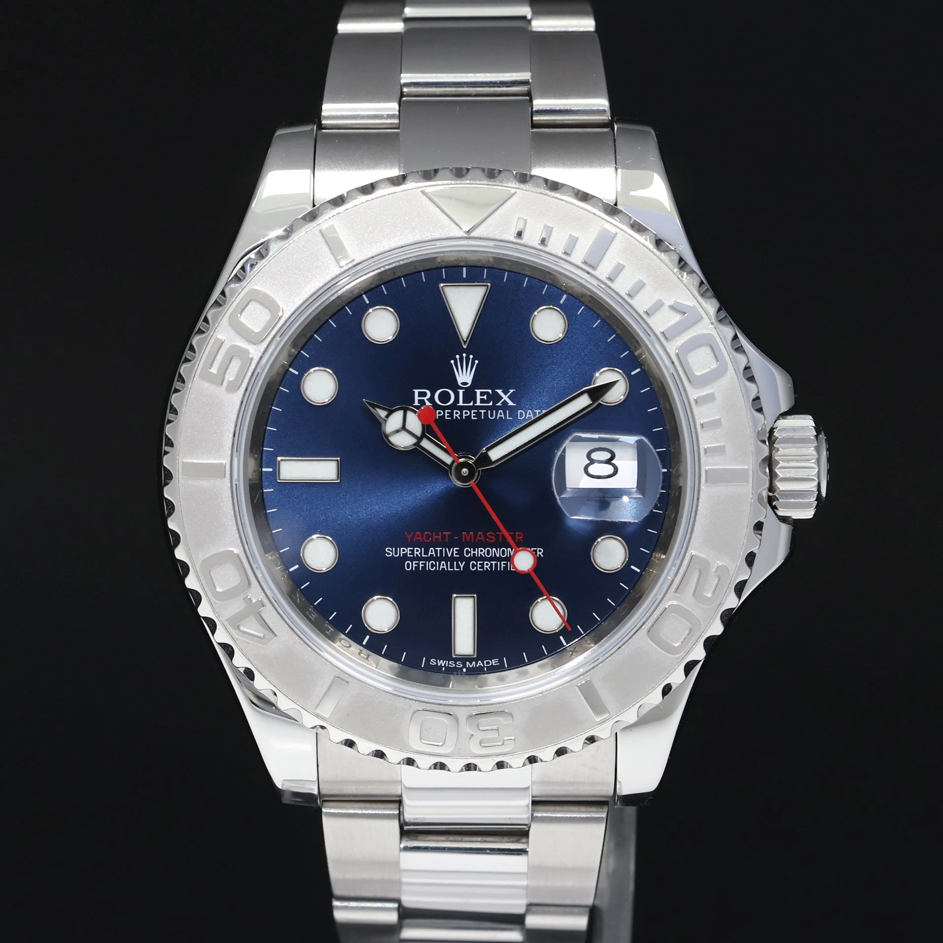 2018 MINT Rolex Yacht-Master 116622 Steel Platinum Blue Dial 40mm Watch Box