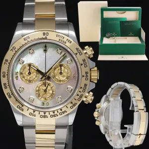 2020 MINT Rolex Daytona 116503 Dark Mop Crystal 8 Diamond Two Tone Gold Watch Box