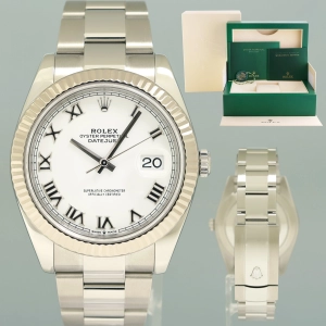 2024 MINT Rolex DateJust 126334 White Roman Oyster White Gold Fluted 41mm Watch