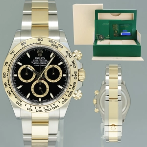 2024 NEW PAPERS Rolex Daytona 126503 Black Chronograph Two Tone Gold Steel Watch
