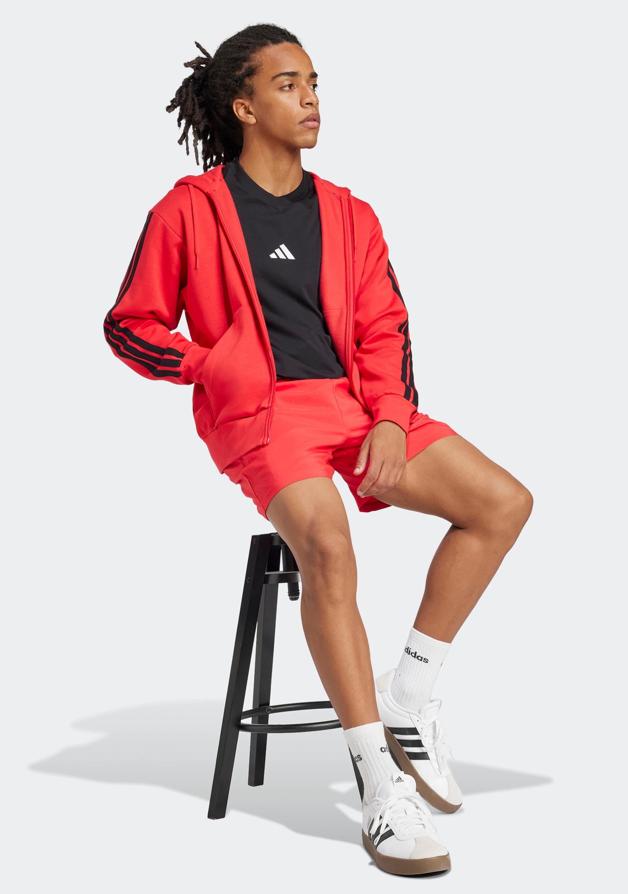 Adidas Men's Essentials 3 Stripes Fleece Full-Zip Hoodie
