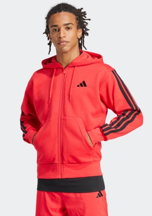 Adidas Men's Essentials 3 Stripes Fleece Full-Zip Hoodie