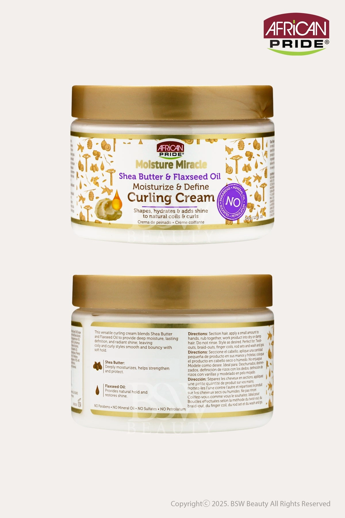 AFRICAN PRIDE MOISTURE MIRACLE MOISTURIZE & DEFINE CURLING CREAM 12oz