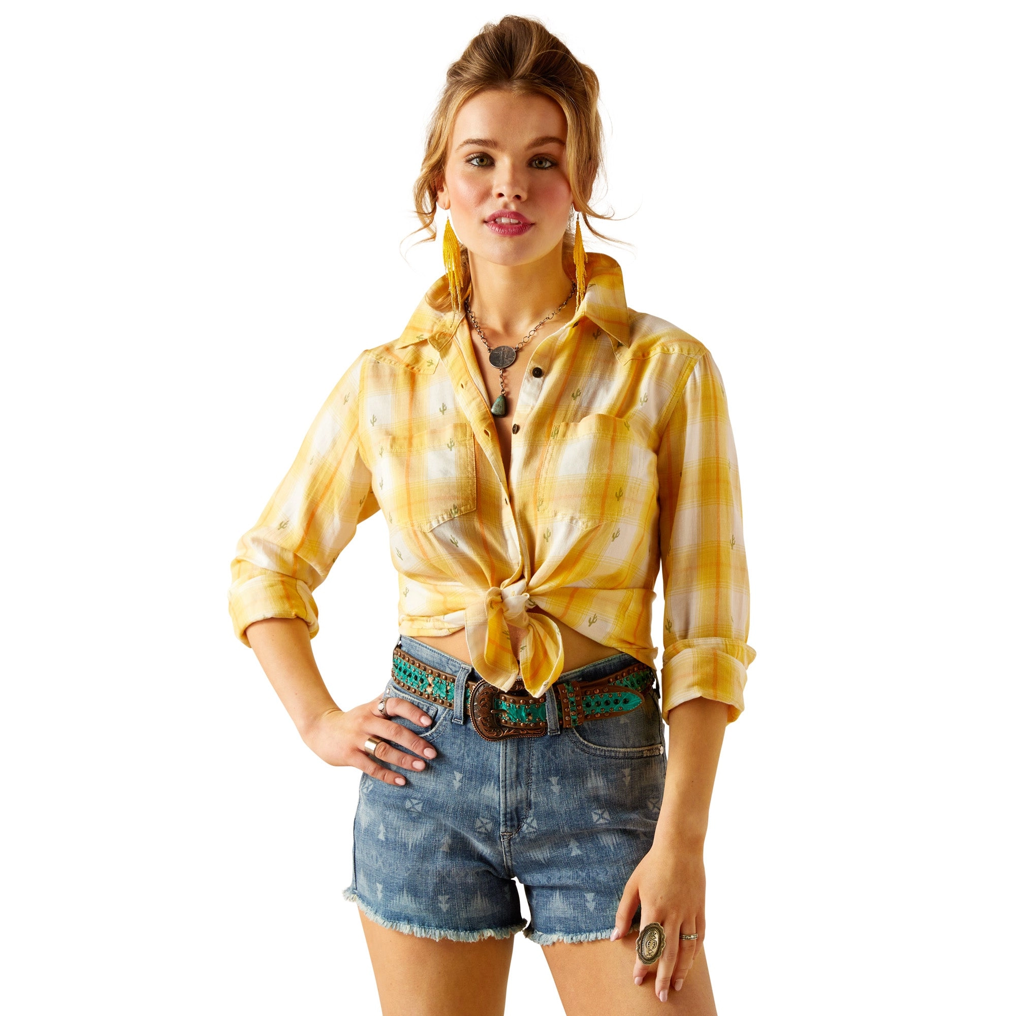 Ariat Ladies Billie jean Shirt in Cactus Plaid 10048991
