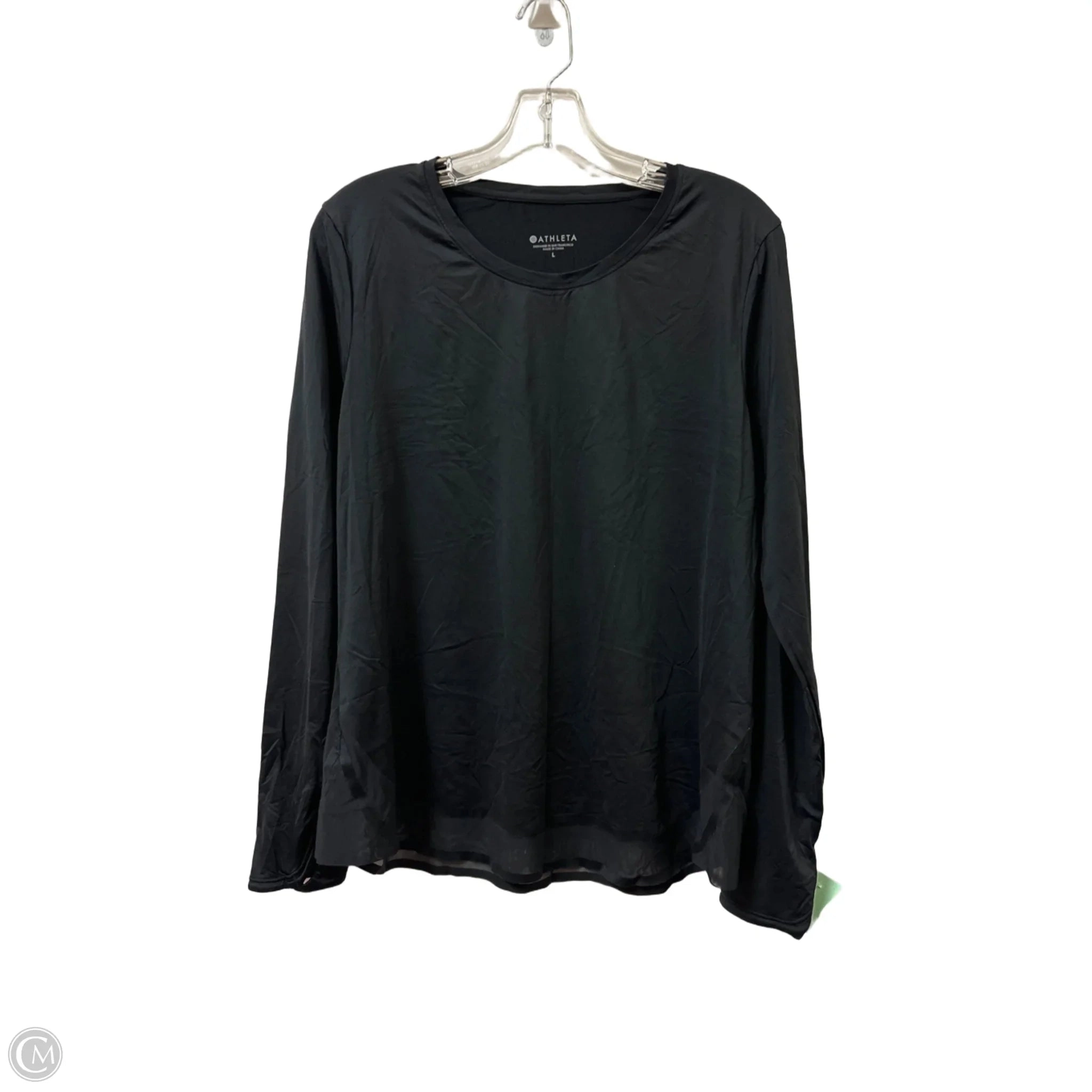 Athletic Top Long Sleeve Crewneck By Athleta In Black, Size: L
