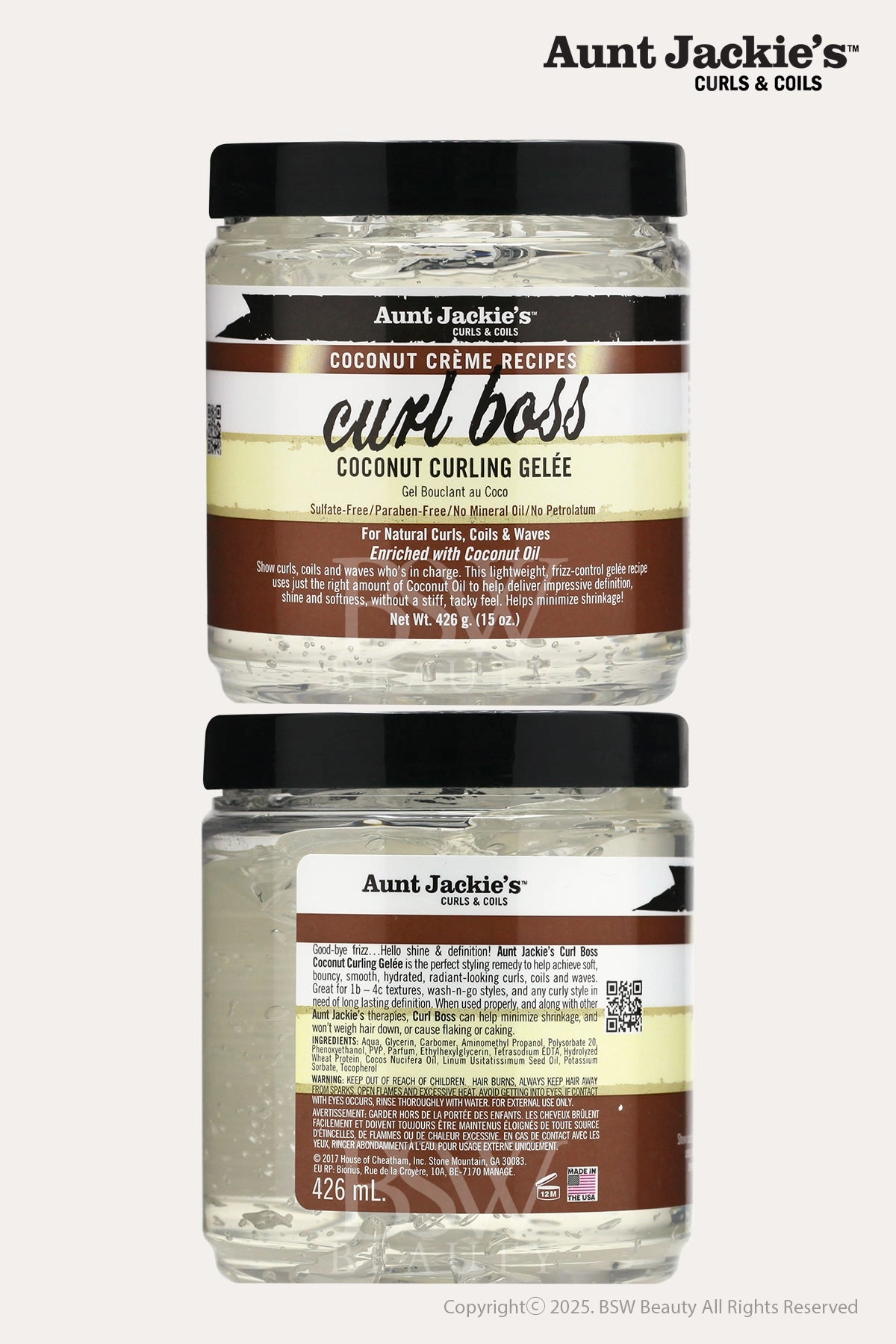 AUNT JACKIES COCONUT CREME CURL BOSS COCONUT CURLING GELEE 15oz