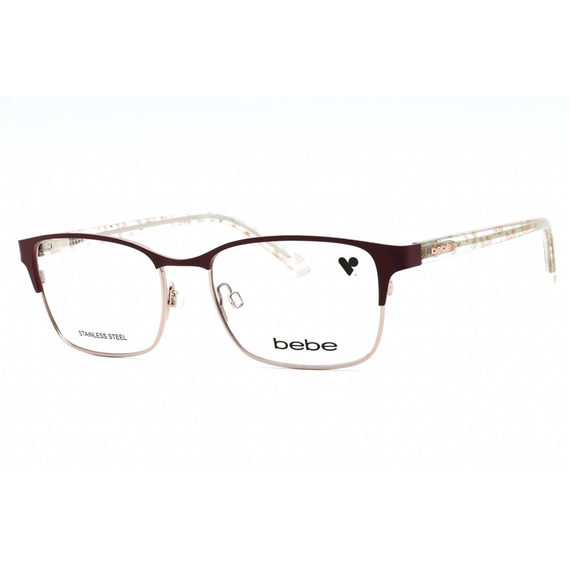 Bebe Women's Eyeglasses - Burgundy Metal Full Rim Rectangular Shape Frame | BB5190 610