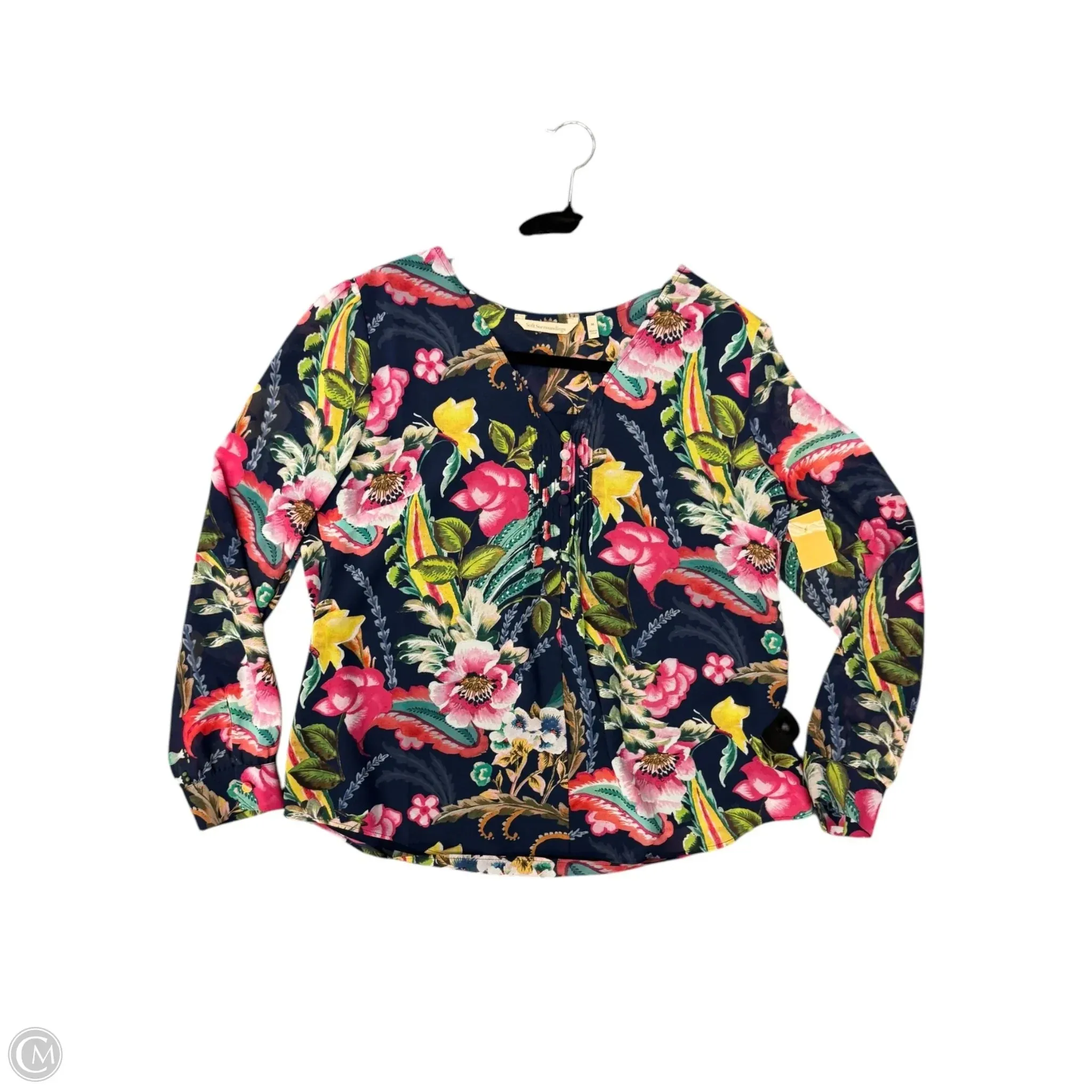 Blouse Long Sleeve By Soft Surroundings In Navy, Size: M