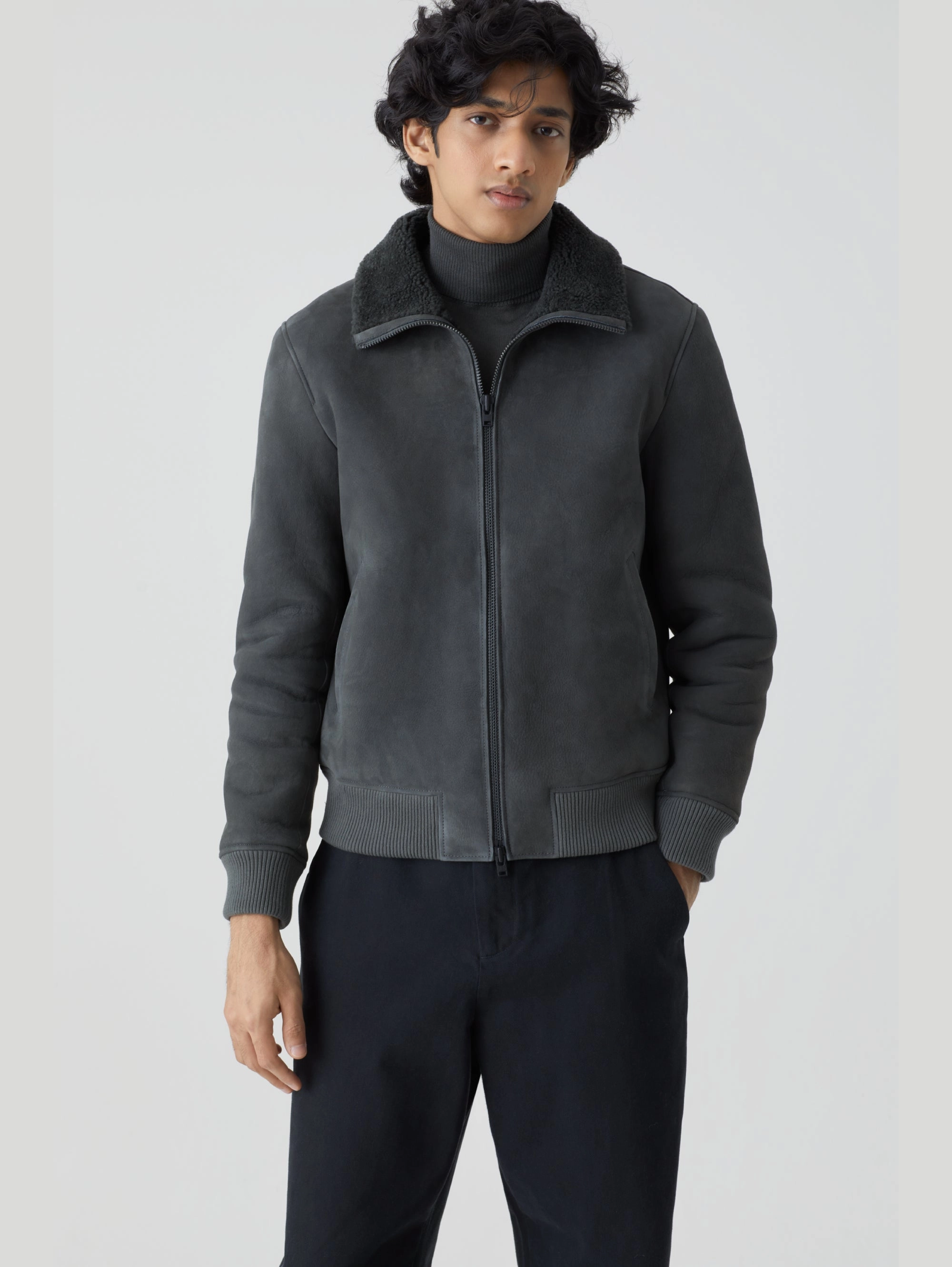 Blue Spanish Sheepskin Bomber