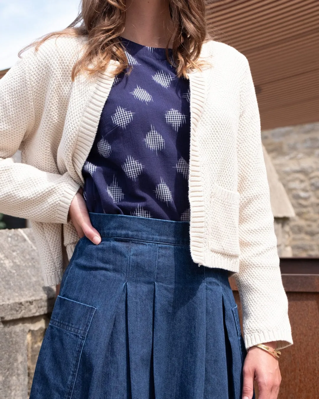 Elsie Women's Cotton Midi Skirt | Blue Denim