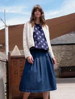 Elsie Women's Cotton Midi Skirt | Blue Denim