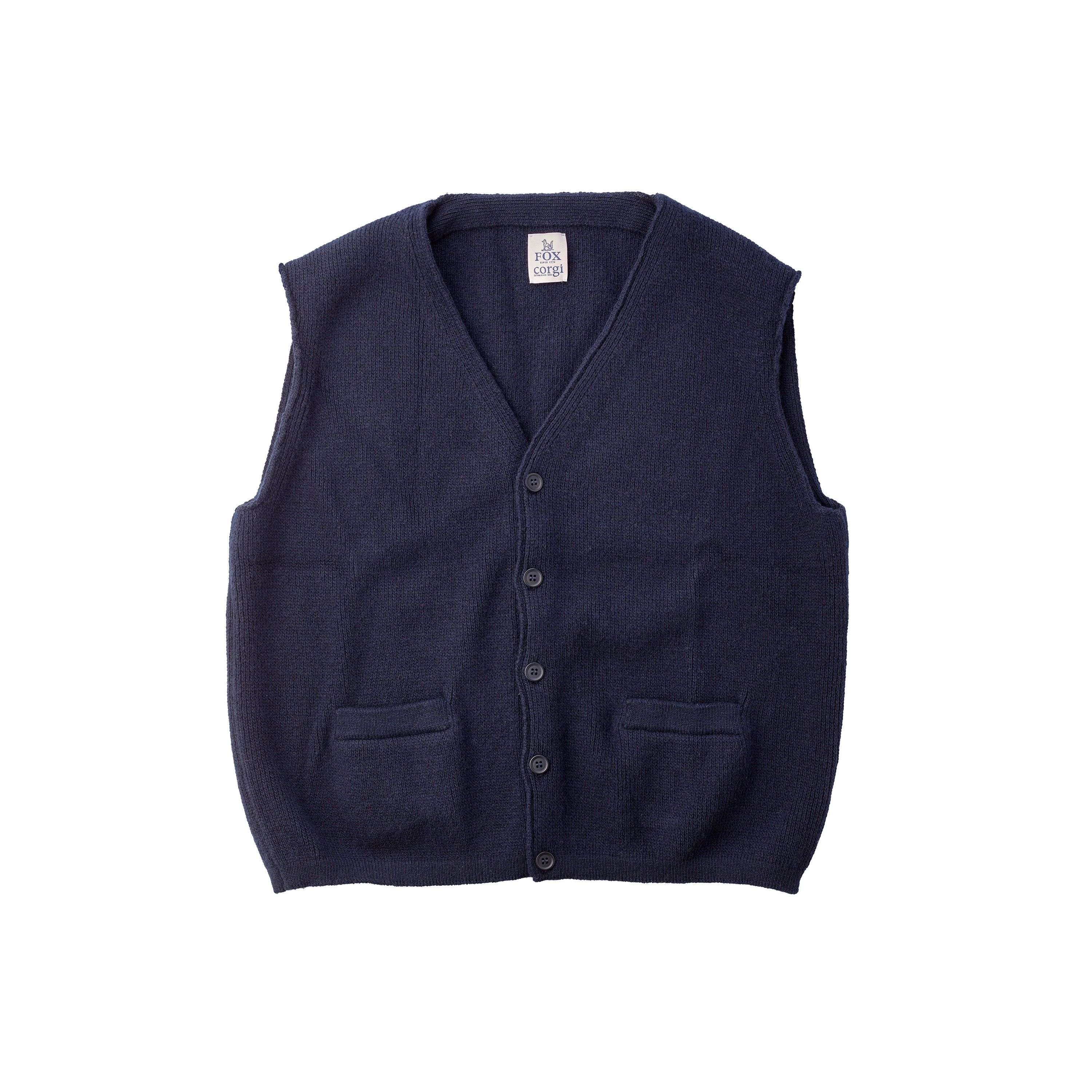 FOX x CORGI Origin Collection Navy V Neck Cardigan