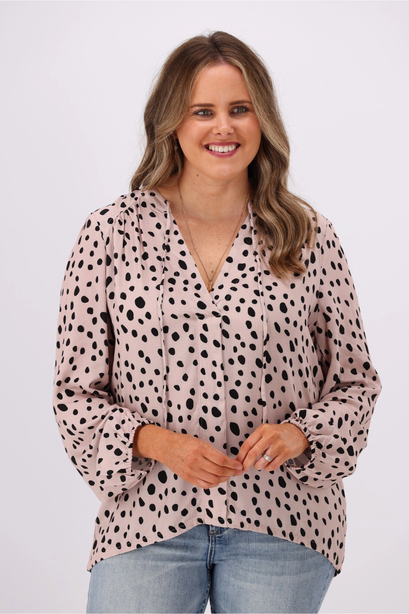 Gloss By Shine On Madelyn Yoke Detail Blouse Spot Print
