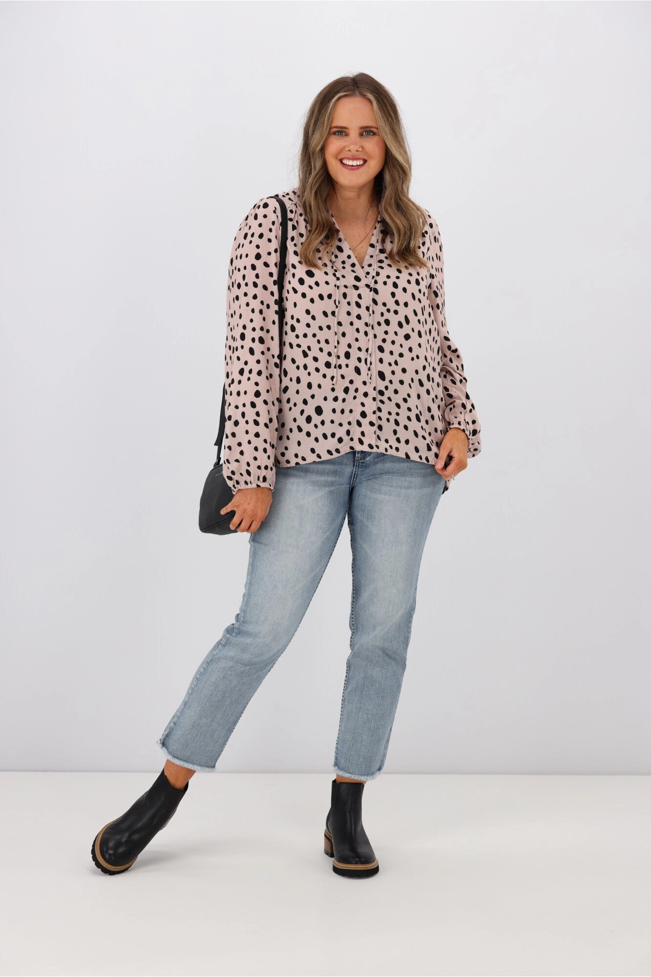 Gloss By Shine On Madelyn Yoke Detail Blouse Spot Print