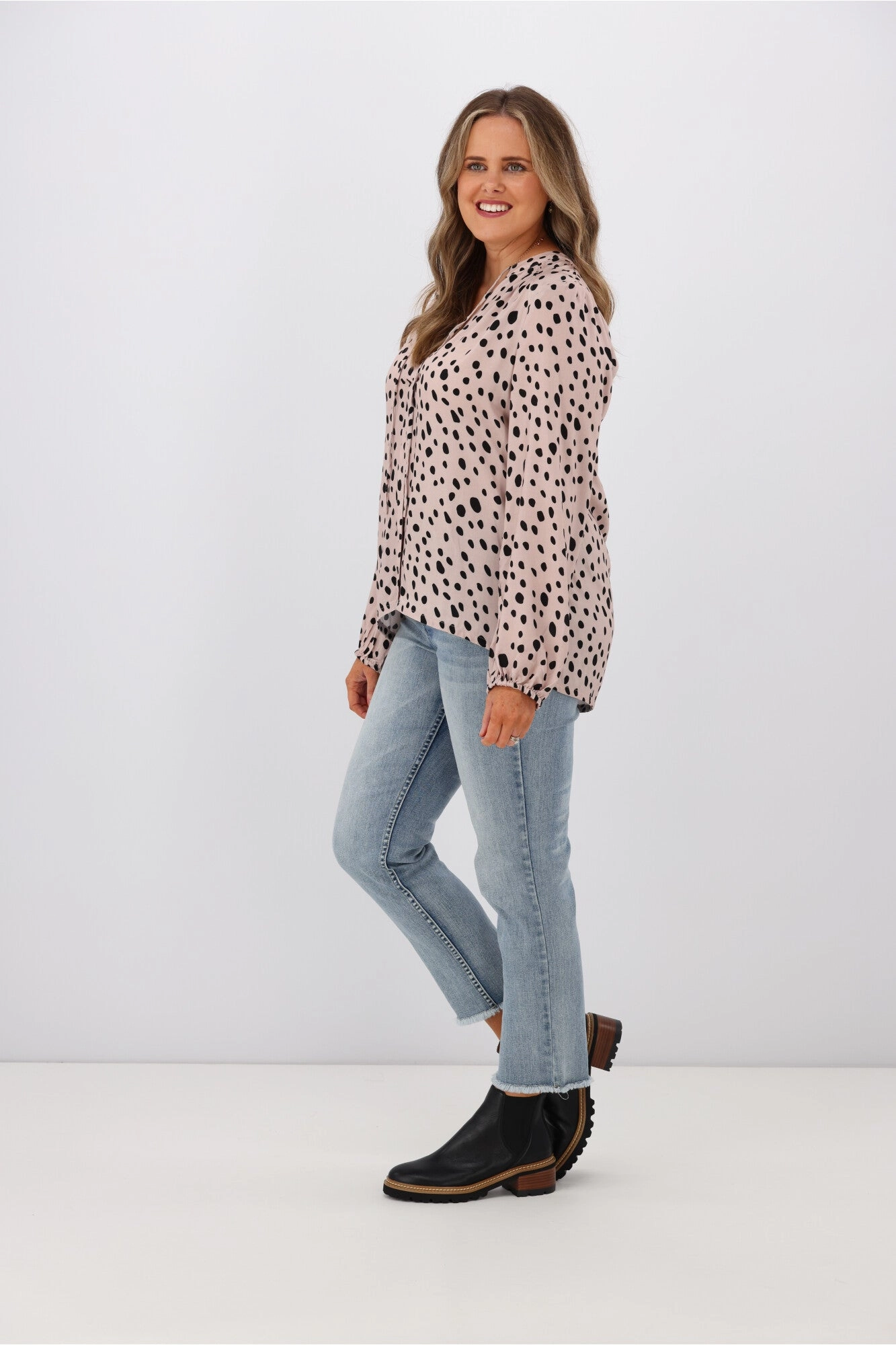 Gloss By Shine On Madelyn Yoke Detail Blouse Spot Print