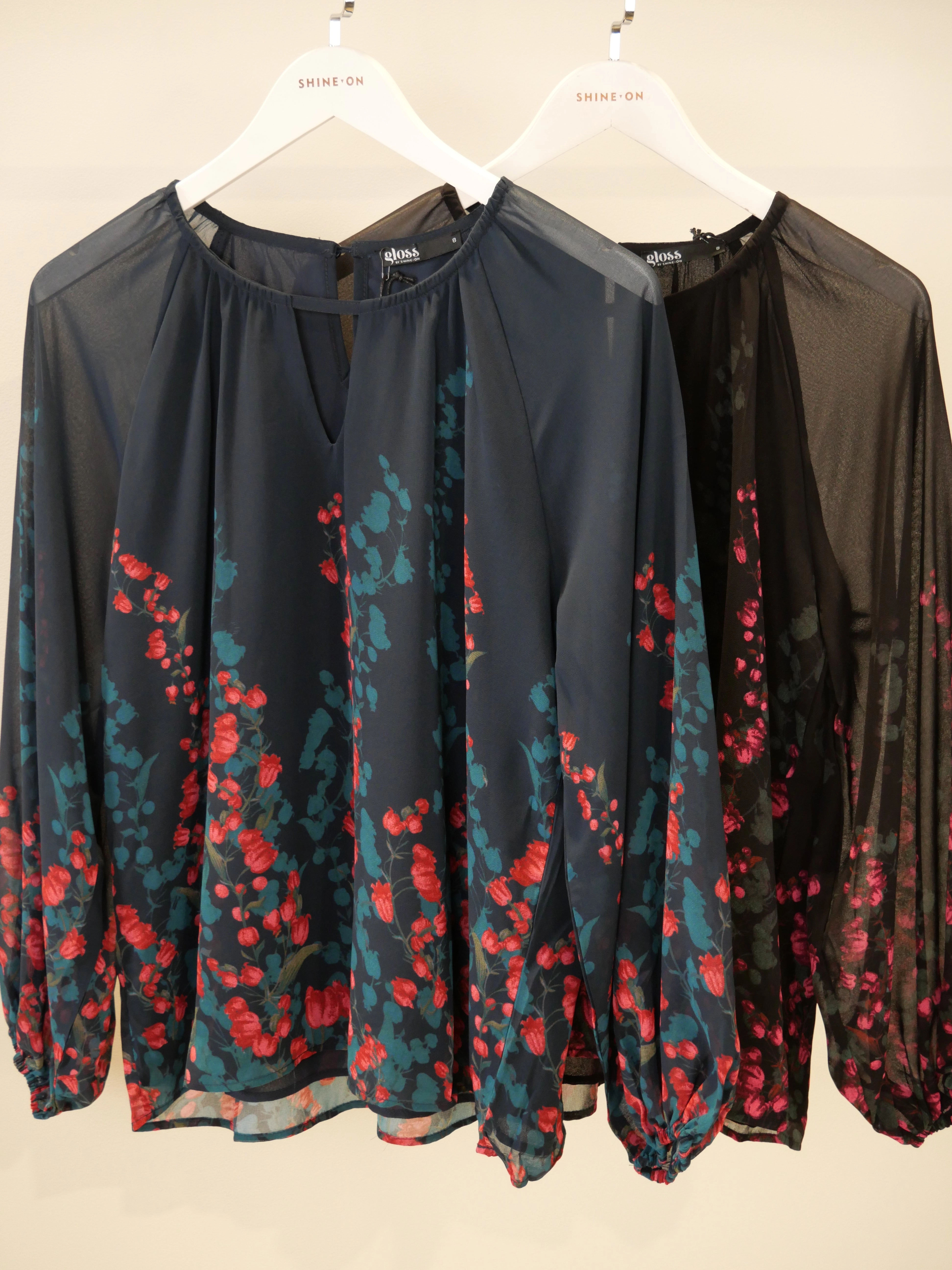 Gloss by Shine Orla Top Foxglove Print Petrol
