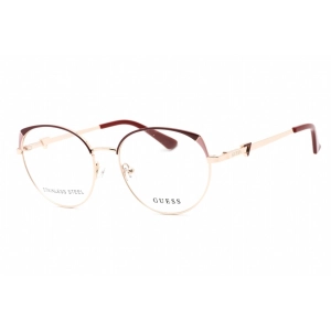 Guess Women's Eyeglasses - Full Rim Shiny Bordeaux Metal Round Frame | GU2867 069