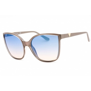 Guess Women's Sunglasses - Shiny Beige Plastic Cat Eye Frame Blue Lens | GU7748 57X