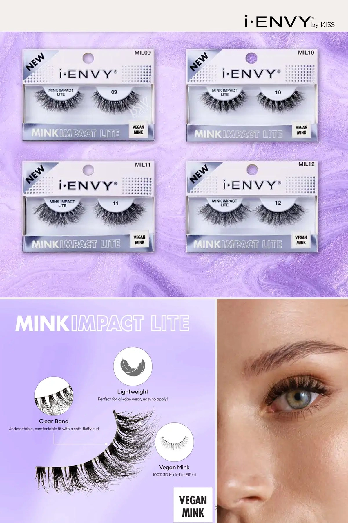 I ENVY MINK IMPACT LITE CLEAR BAND VEGAN FAUX MINK STRIP LASH