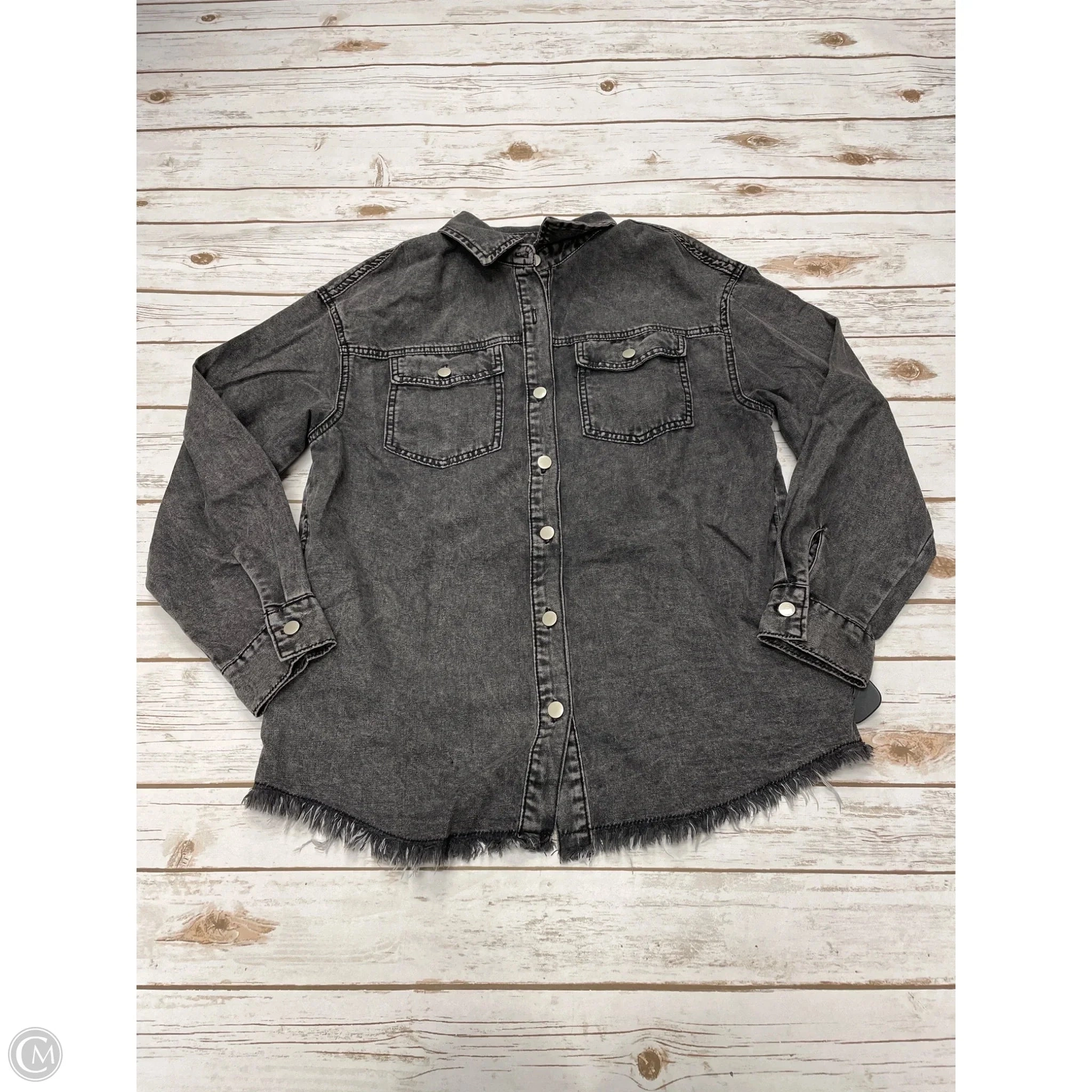 Jacket Shirt By Cmf In Black Denim, Size: S