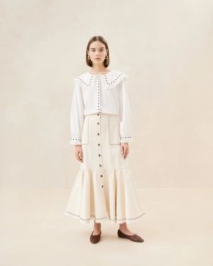 Mateo Natural Button-Front Skirt