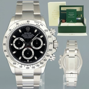 MINT 2013 PAPERS Rolex Daytona 116520 Black Steel Cosmograph Chromalight Watch Box