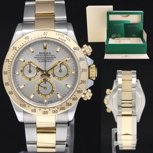MINT Rolex Daytona 116523 Chronograph Slate Grey Steel Yellow Gold Two Tone Watch Box