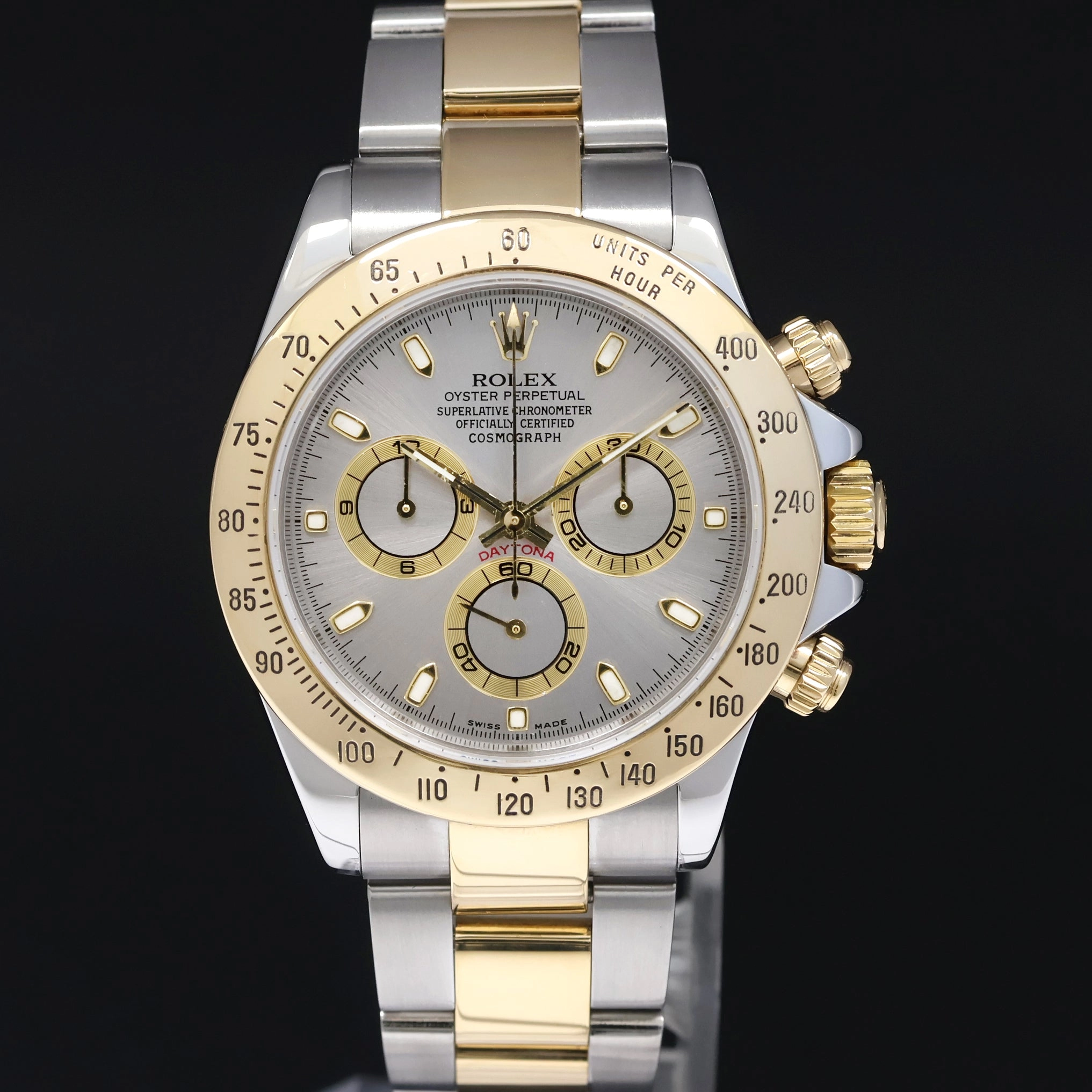 MINT Rolex Daytona 116523 Chronograph Slate Grey Steel Yellow Gold Two Tone Watch Box