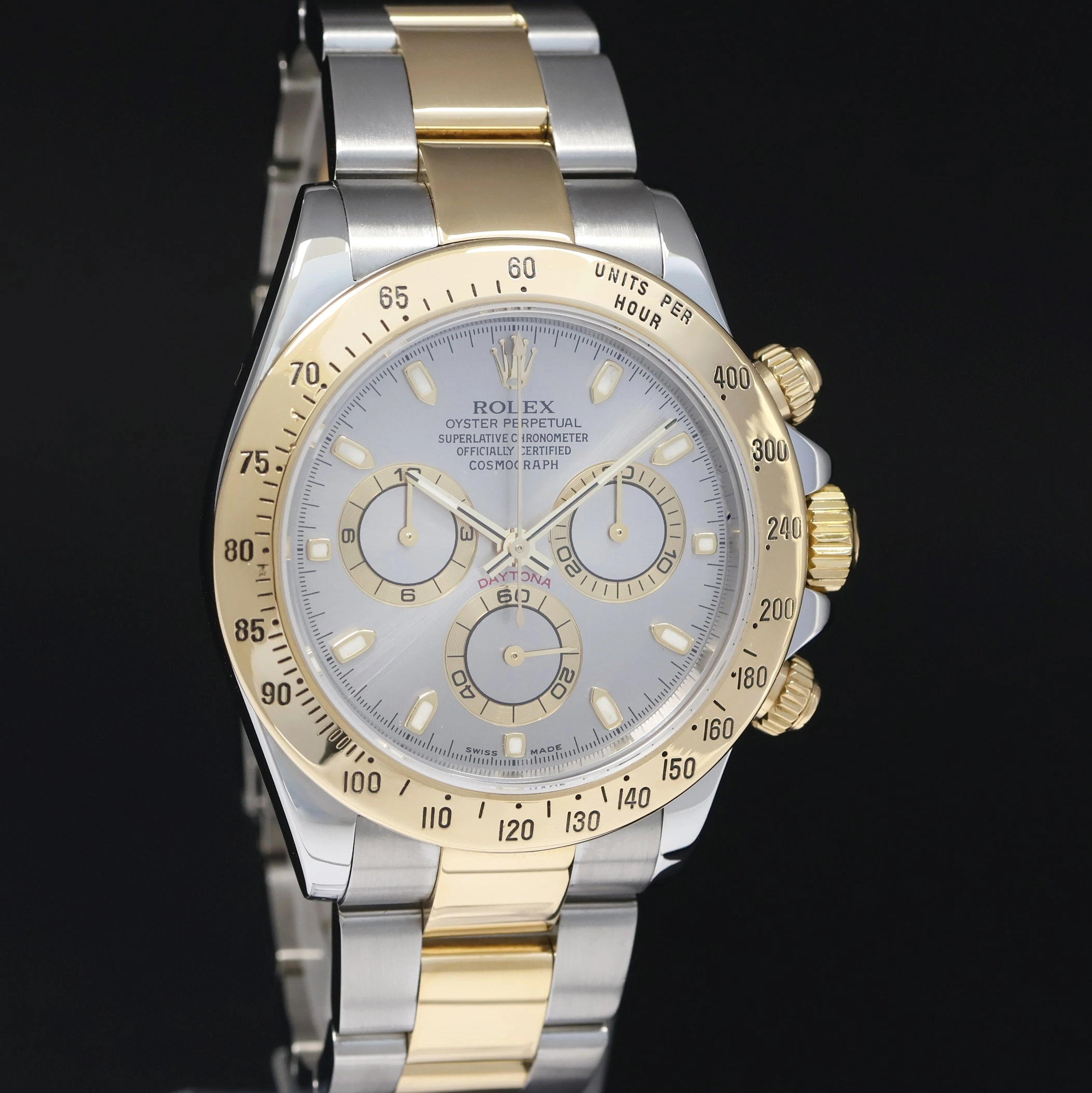 MINT Rolex Daytona 116523 Chronograph Slate Grey Steel Yellow Gold Two Tone Watch Box