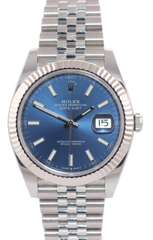 NEW 2024  PAPERS Rolex DateJust 41 Blue Stick Jubilee Fluted 126334 Watch Box