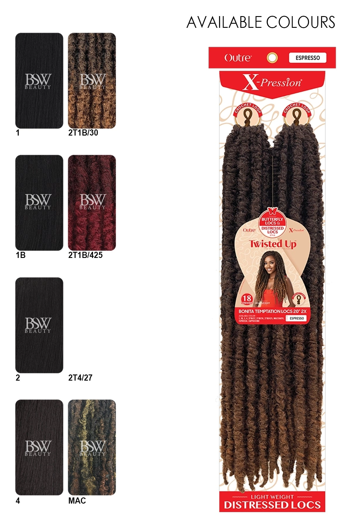OUTRE X-PRESSION TWISTED UP CROCHET BRAID 2X BONITA TEMPTATION LOCS 20"