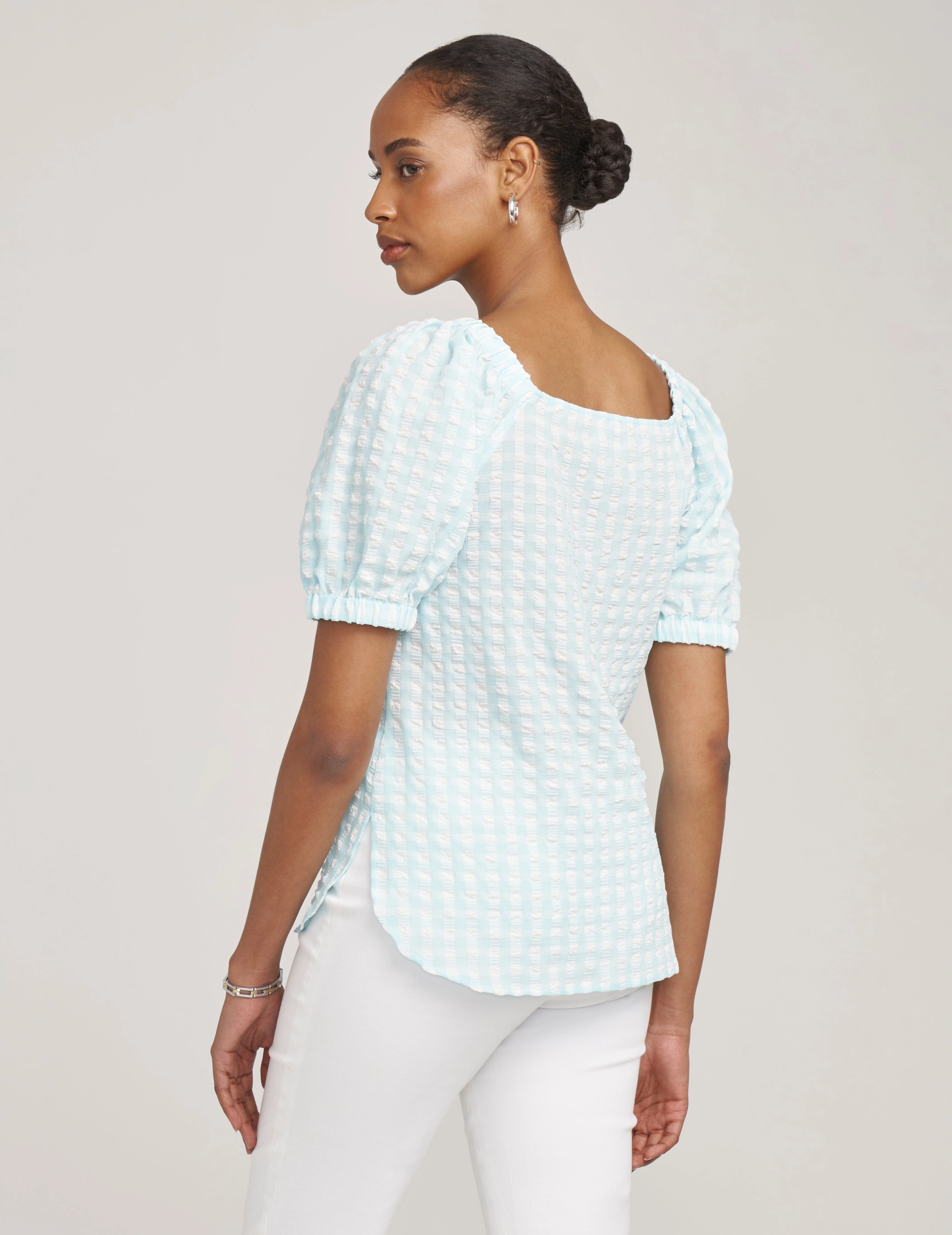 Puff Sleeve Square Neck Blouse- Sale