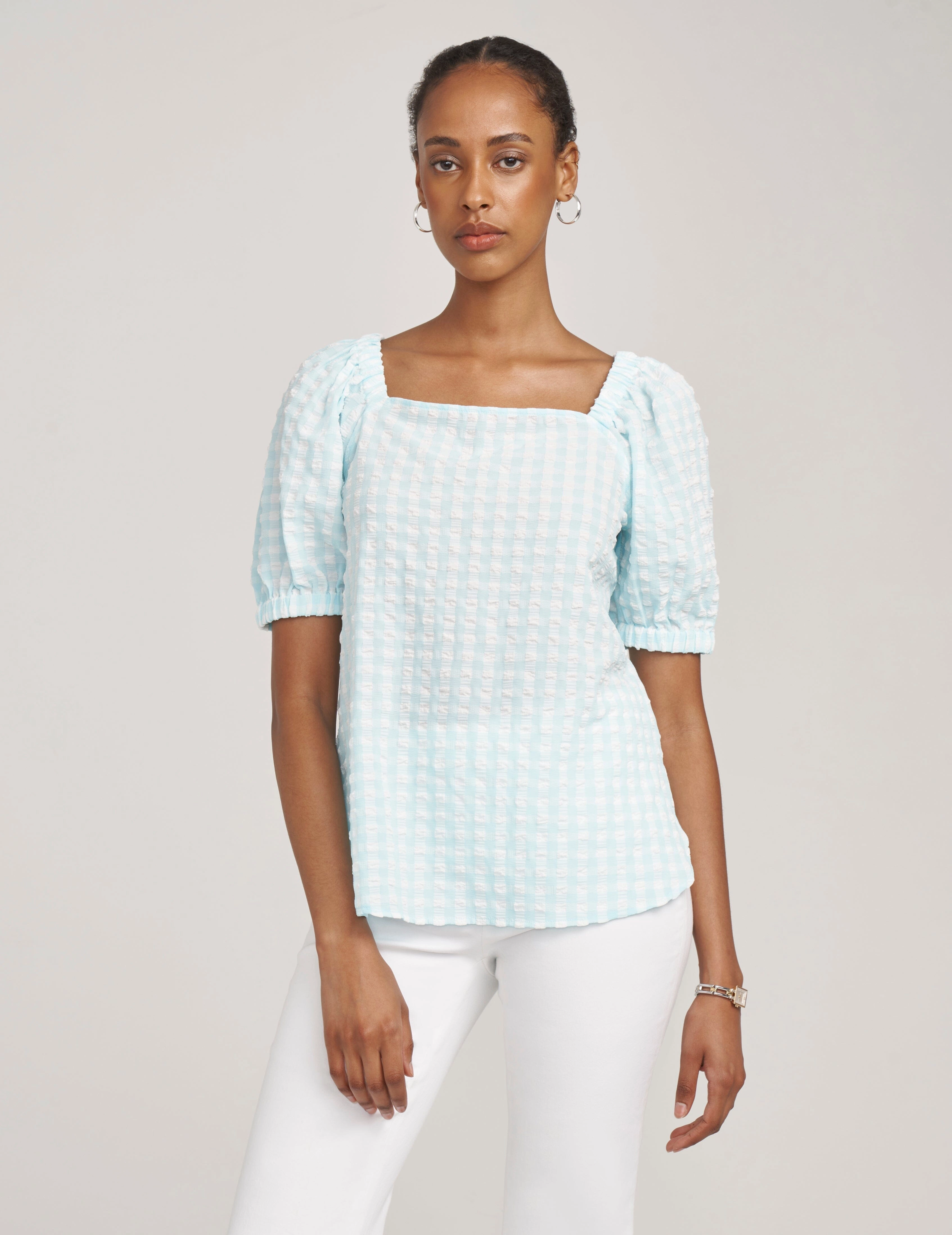Puff Sleeve Square Neck Blouse- Sale