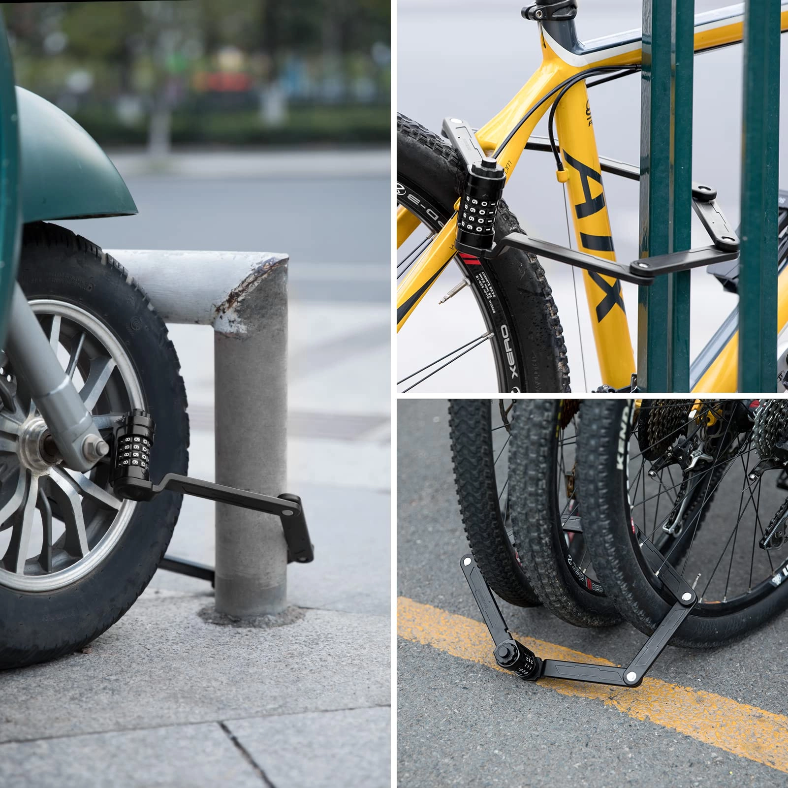 ROCKBROS Folding Bike Lock Heavy Duty Anti-Theft 4-Digit Combination Lock with Mount