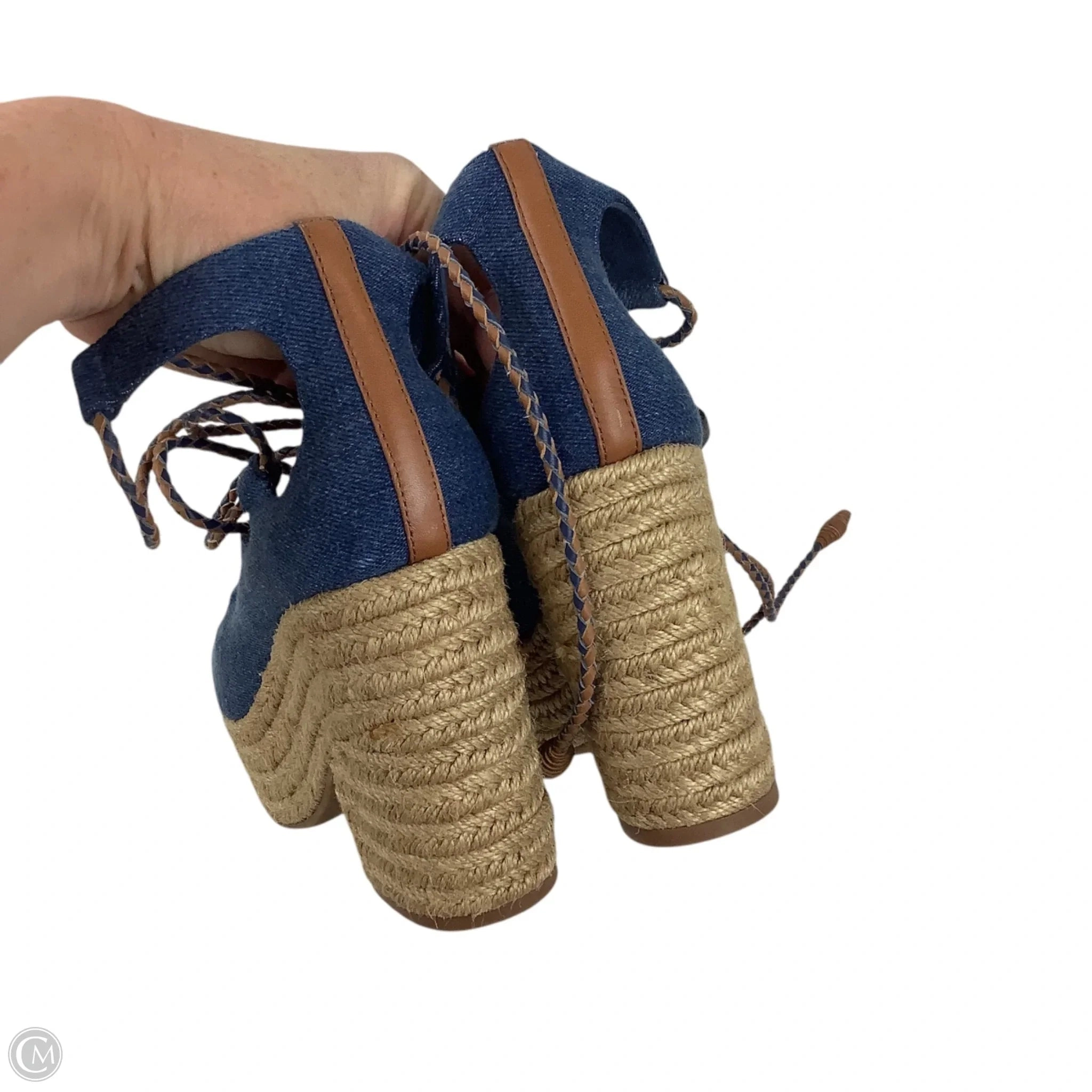 Sandals Designer By Tory Burch In Blue Denim, Size: 5