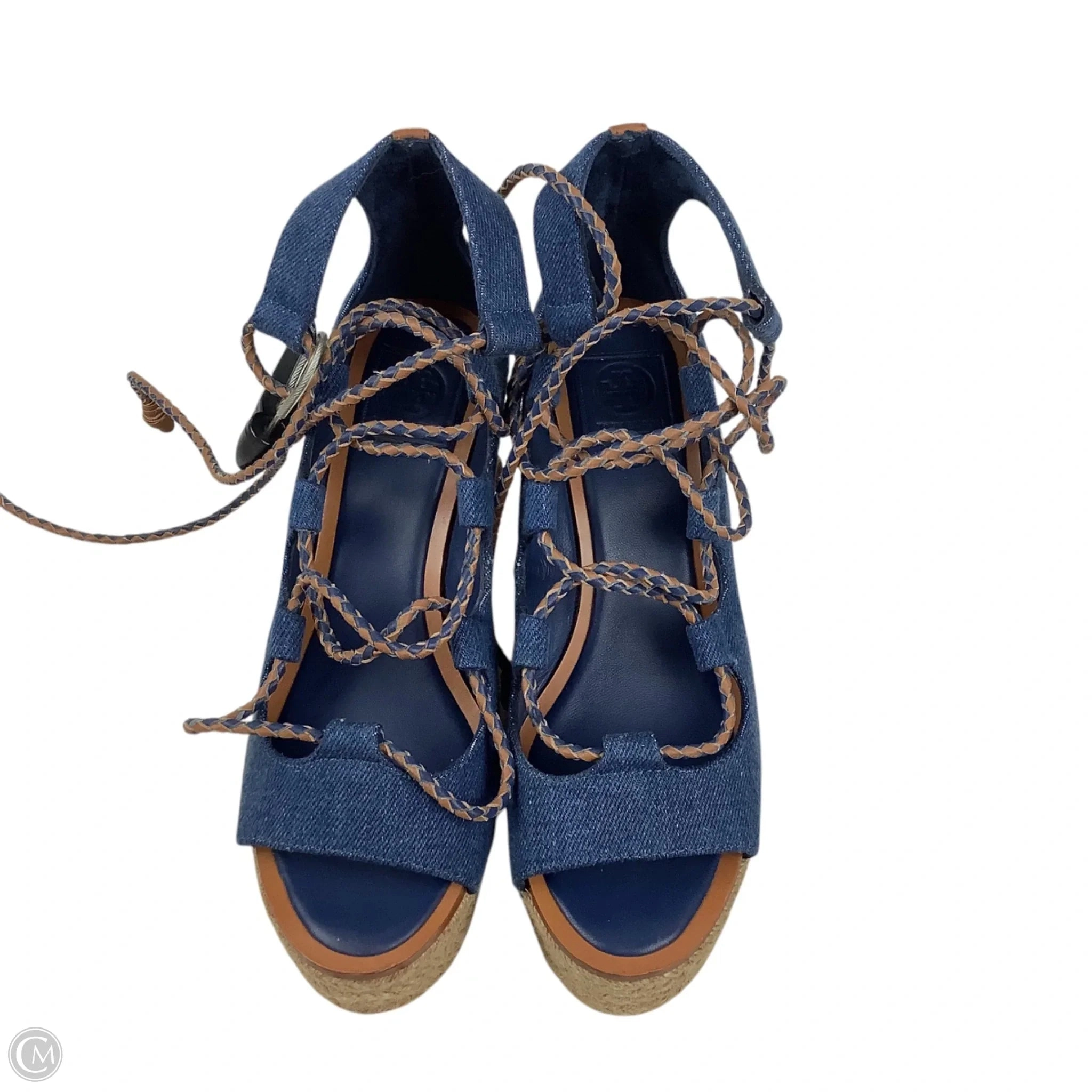 Sandals Designer By Tory Burch In Blue Denim, Size: 5