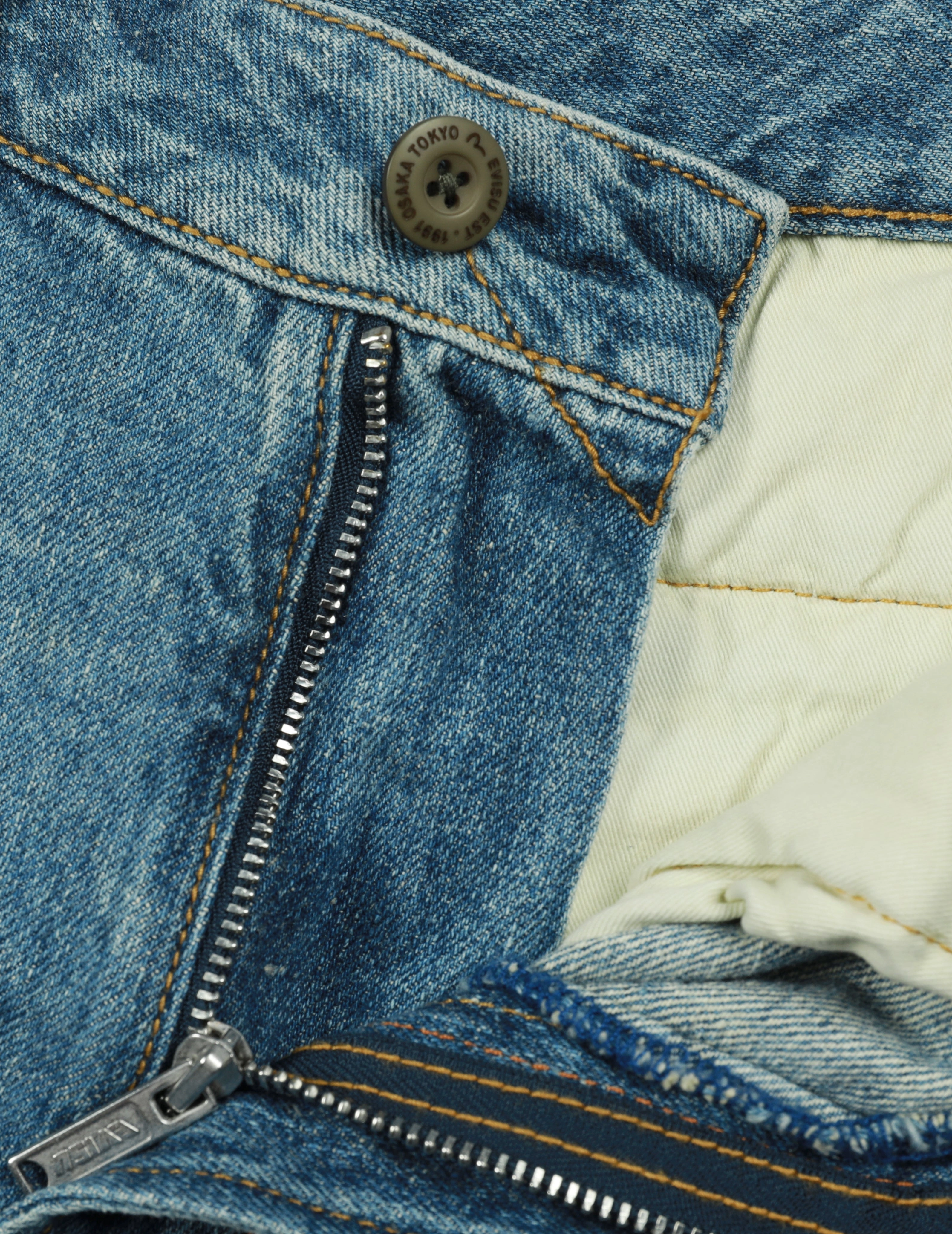 Seagull Print Relax Fit Denim Shorts