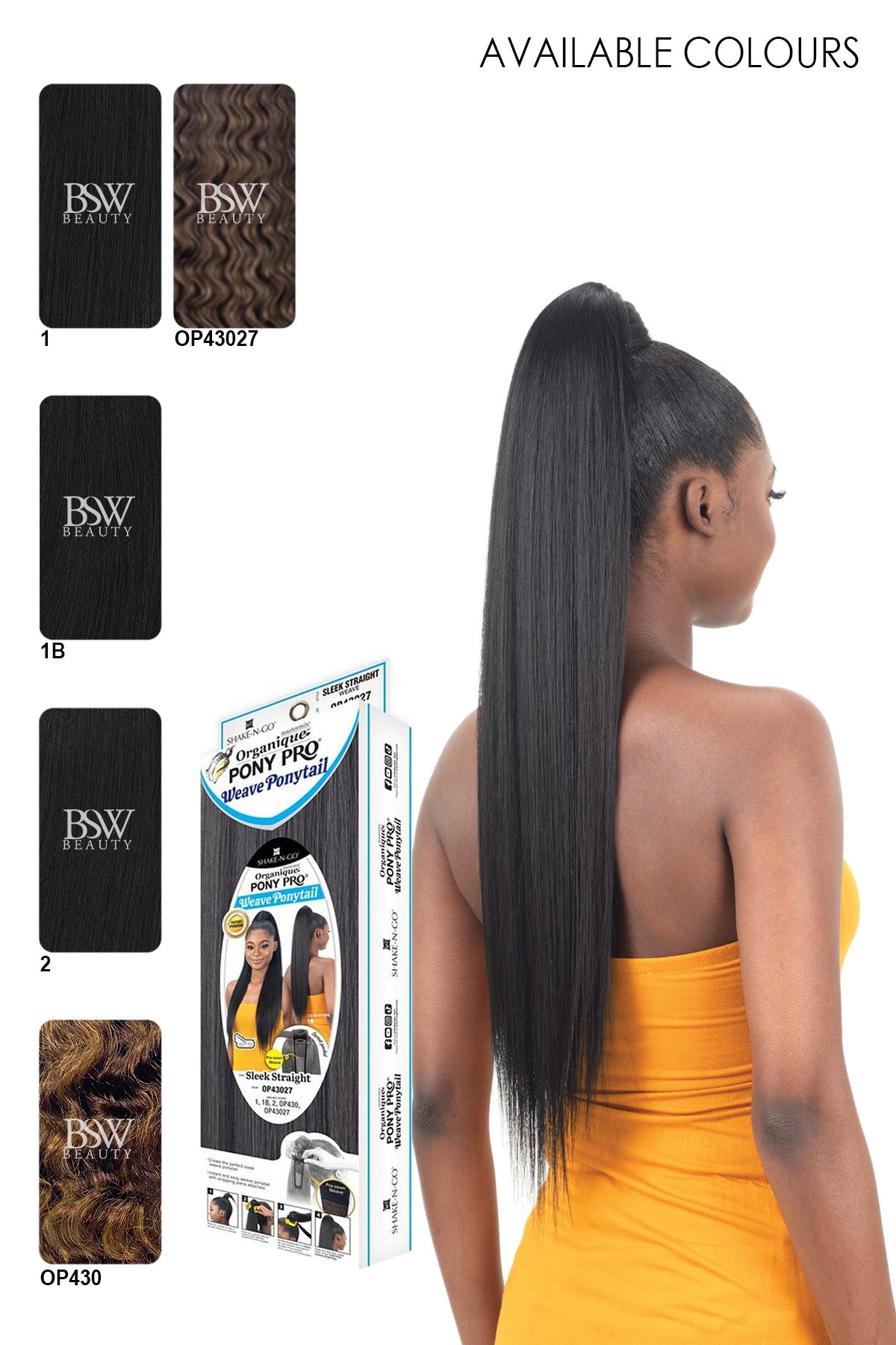SHAKE N GO ORGANIQUE PONY PRO WEAVE PONYTAIL - SLEEK STRAIGHT WEAVE