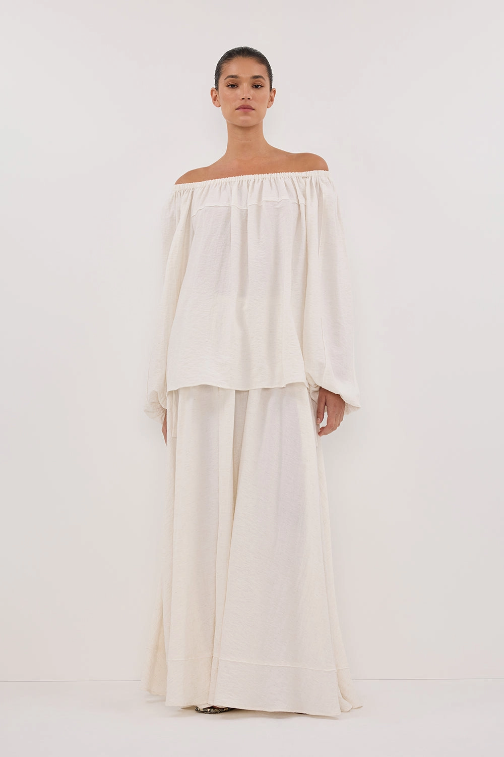 SHANIYA CREAM MARLE SLEEVED TOP