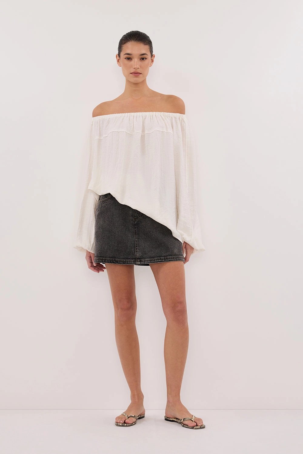 SHANIYA CREAM MARLE SLEEVED TOP