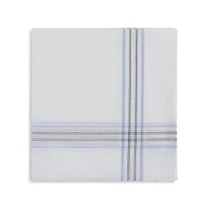 Simonnot Godard Aran Pocket Square in White with Blue & Black Check