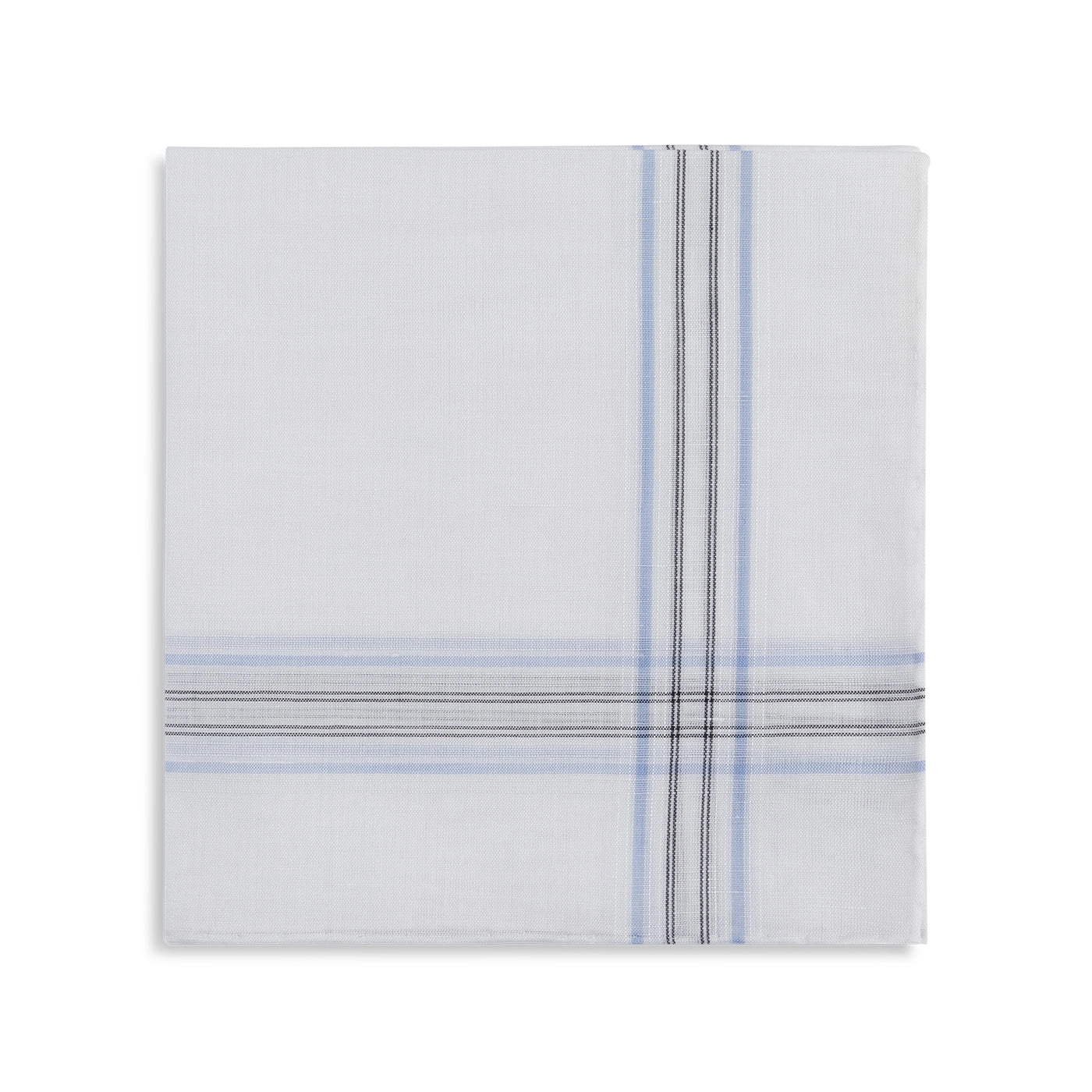 Simonnot Godard Aran Pocket Square in White with Blue & Black Check
