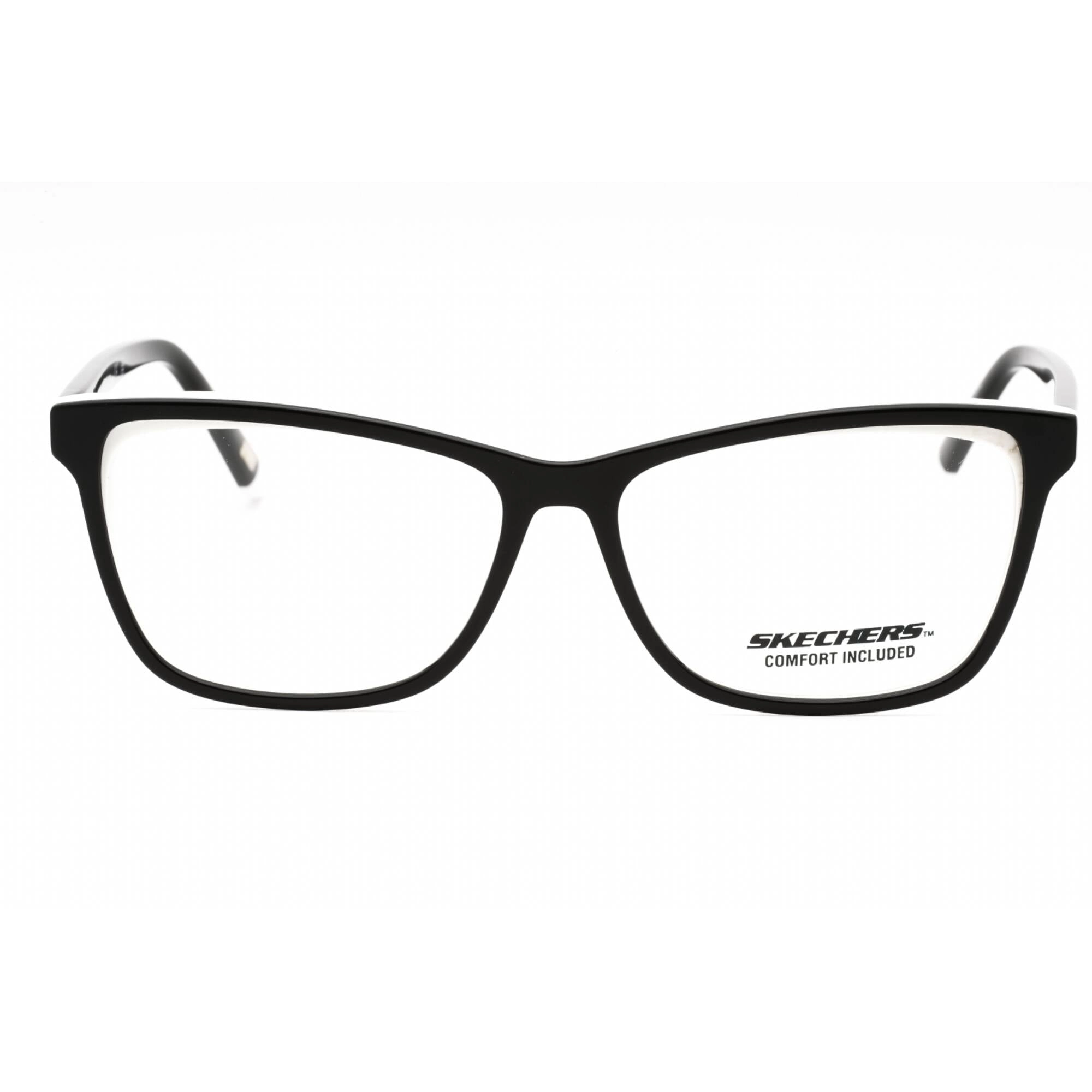 Skechers Women's Eyeglasses - Black/White Acetate Rectangular Frame | SE2184 004