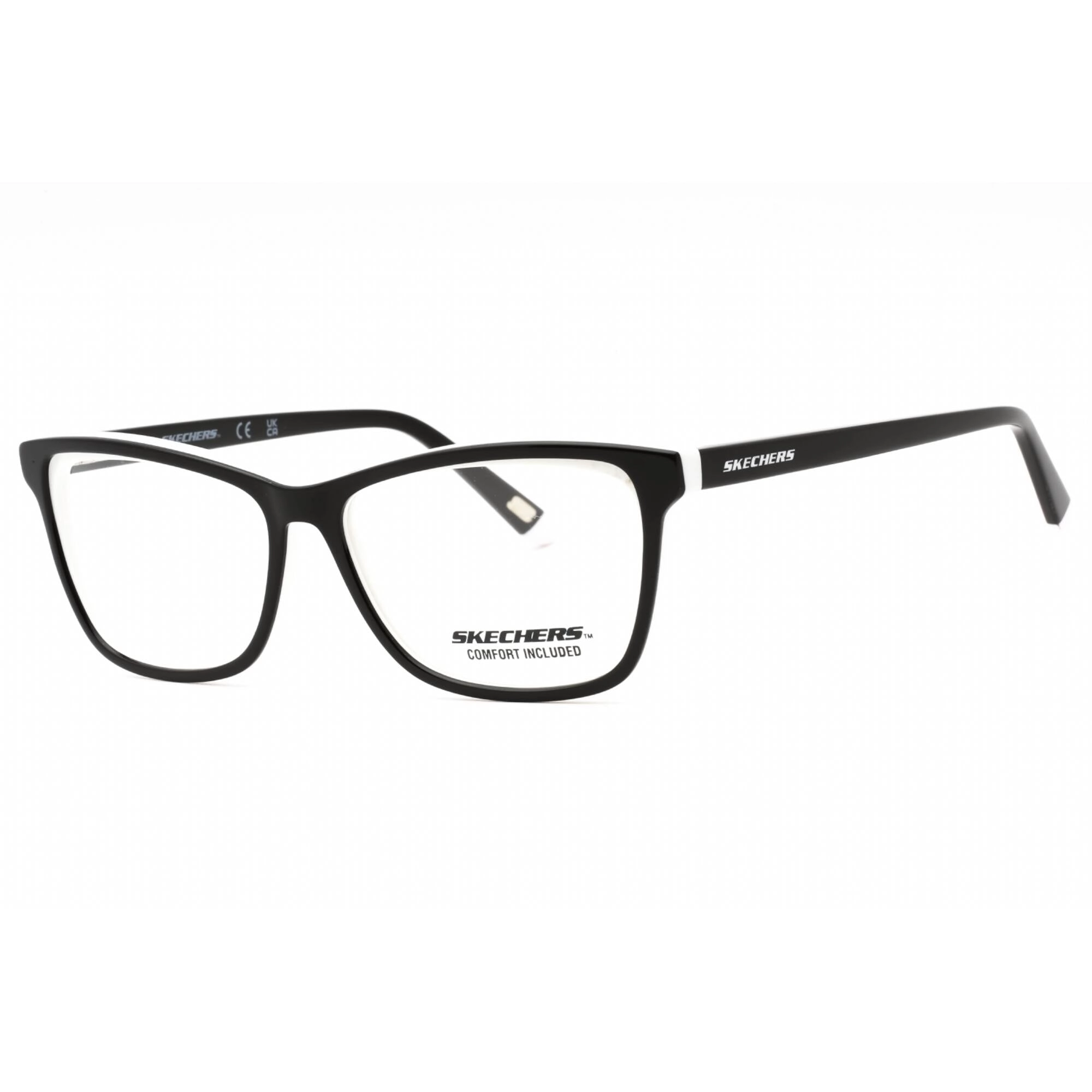 Skechers Women's Eyeglasses - Black/White Acetate Rectangular Frame | SE2184 004
