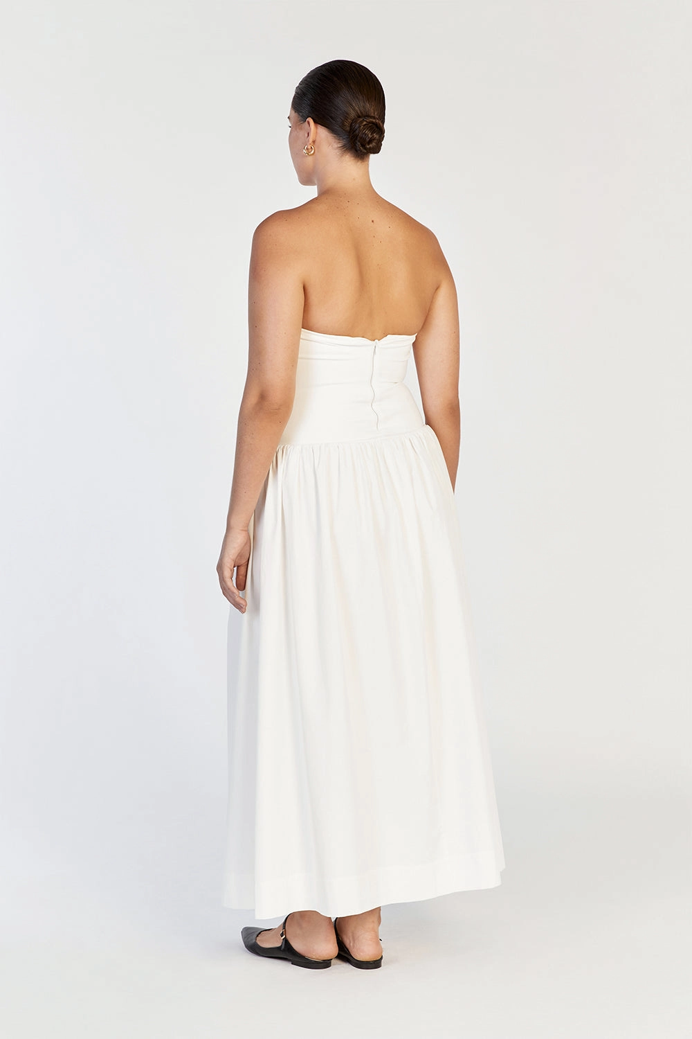 SOPHIE WHITE STRAPLESS MIDI DRESS
